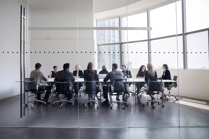 Colleagues at business meeting in conference room